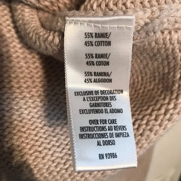 Vintage Cozy Ramie Cotton Blend Cardigan Fall Leaves Appliqué - Picture 7 of 10